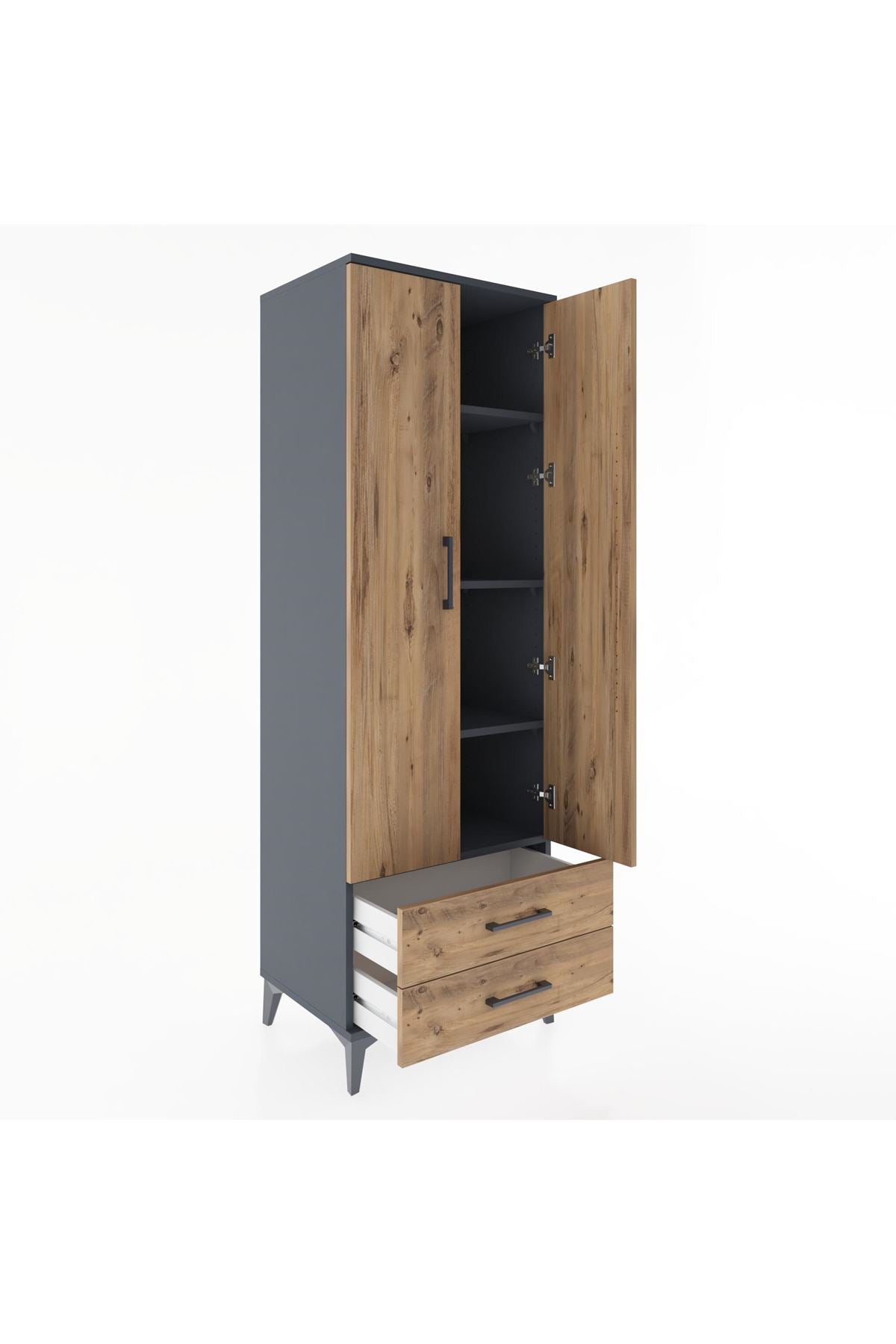 Hyperion Dolap 4 Raflı 2 Çekmeceli 2 Kapaklı 60x44x182 - S56M007V6B