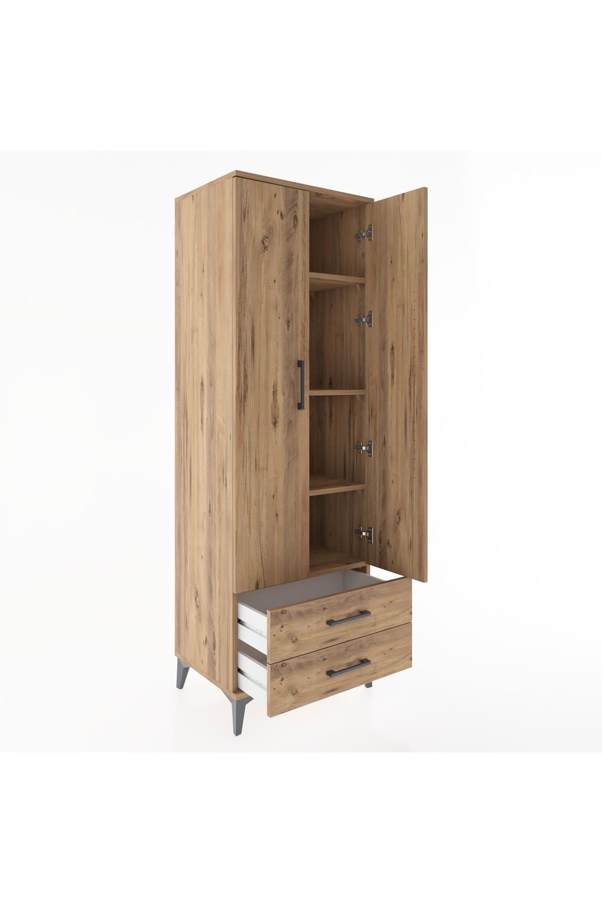 Hyperion Dolap 4 Raflı 2 Çekmeceli 2 Kapaklı 60x44x182 - S56M007V9B