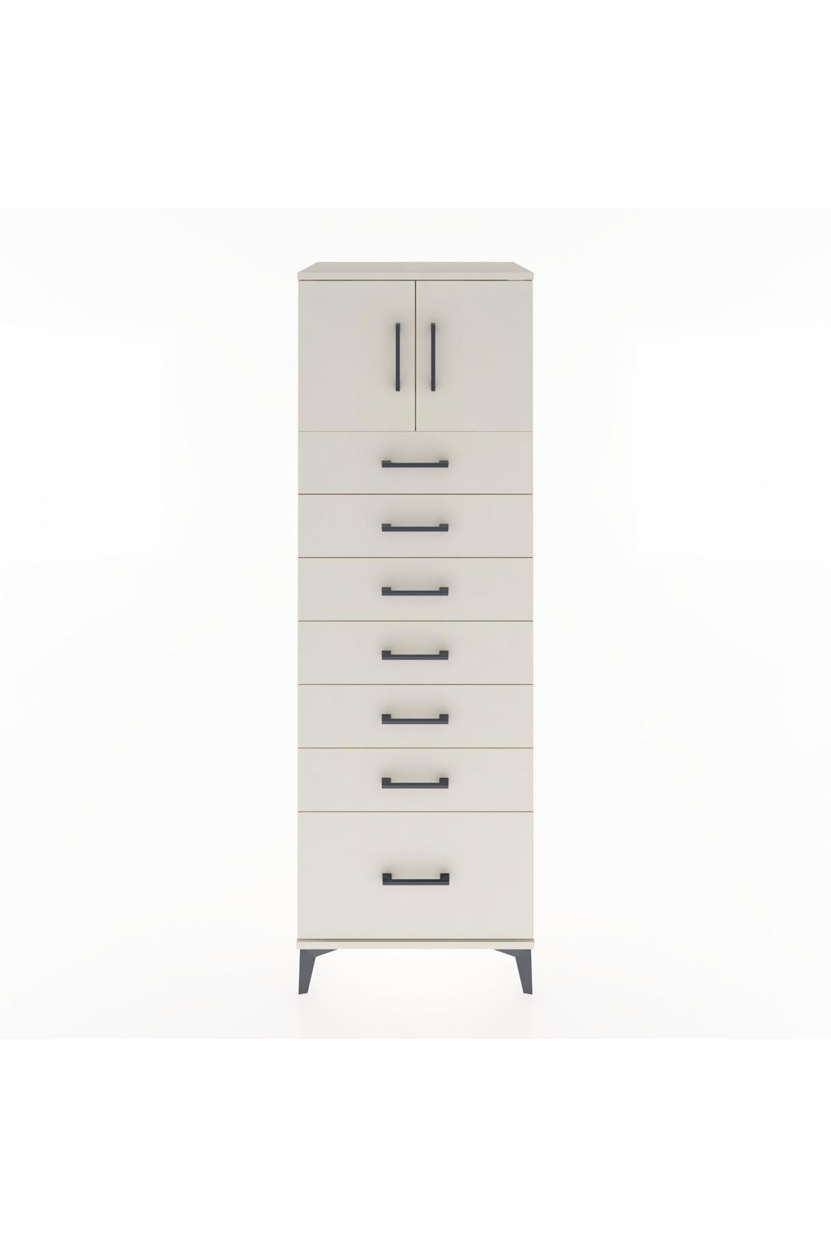 Hyperion Dolap Tek Raflı 7 Çekmeceli 2 Kapaklı 60x44x182 - S56M010V1B