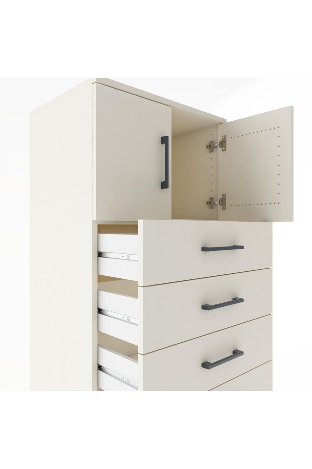 Hyperion Dolap Tek Raflı 7 Çekmeceli 2 Kapaklı 60x44x182 - S56M010V1B