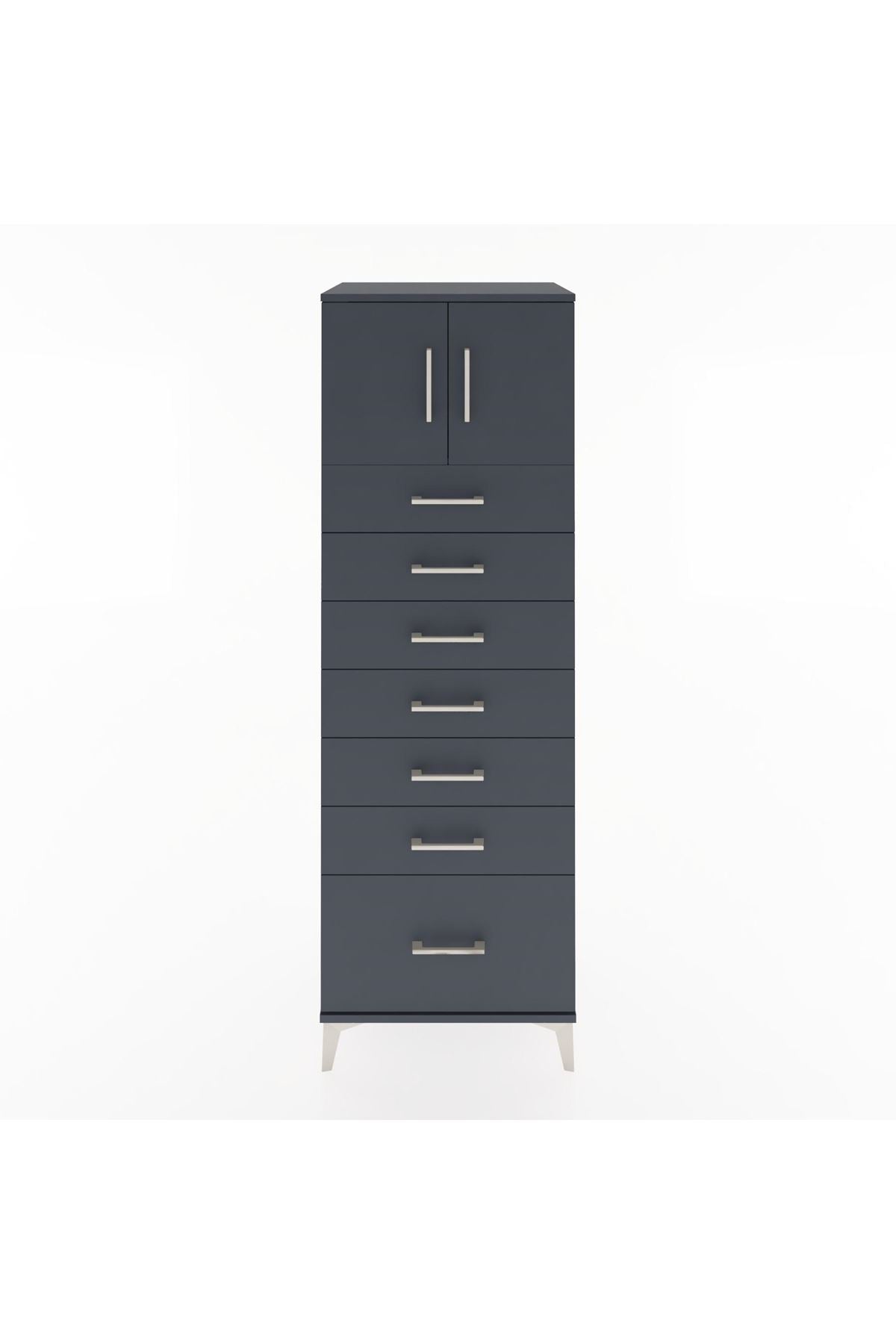 Hyperion Dolap Tek Raflı 7 Çekmeceli 2 Kapaklı 60x44x182 - S56M010V5B