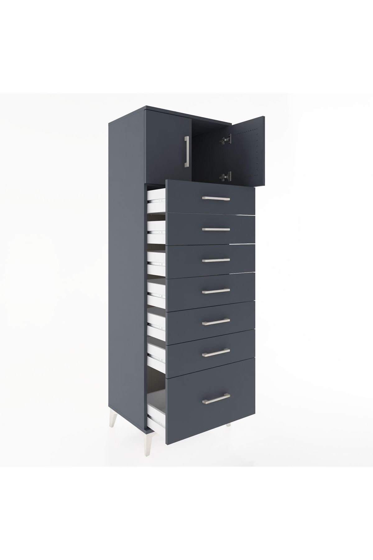 Hyperion Dolap Tek Raflı 7 Çekmeceli 2 Kapaklı 60x44x182 - S56M010V5B
