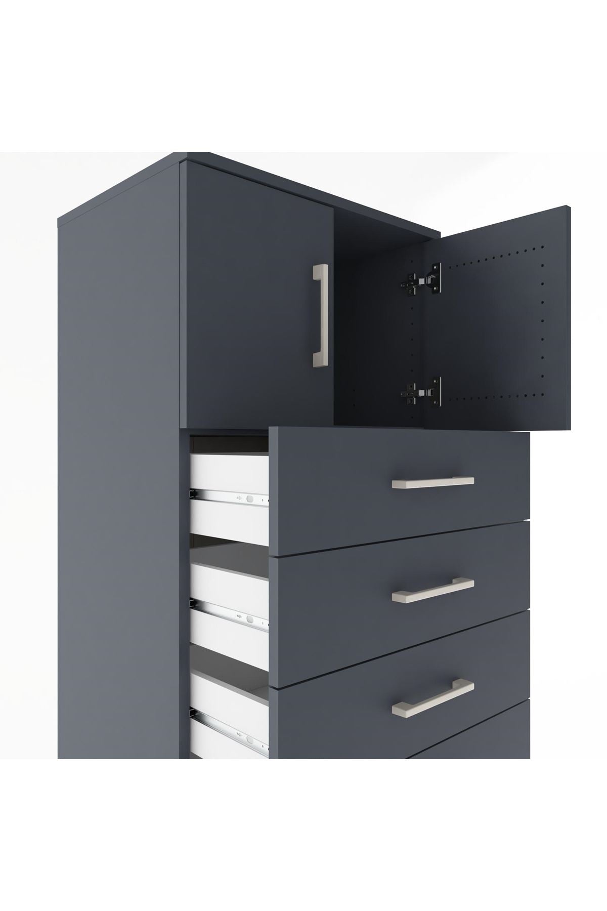 Hyperion Dolap Tek Raflı 7 Çekmeceli 2 Kapaklı 60x44x182 - S56M010V5B