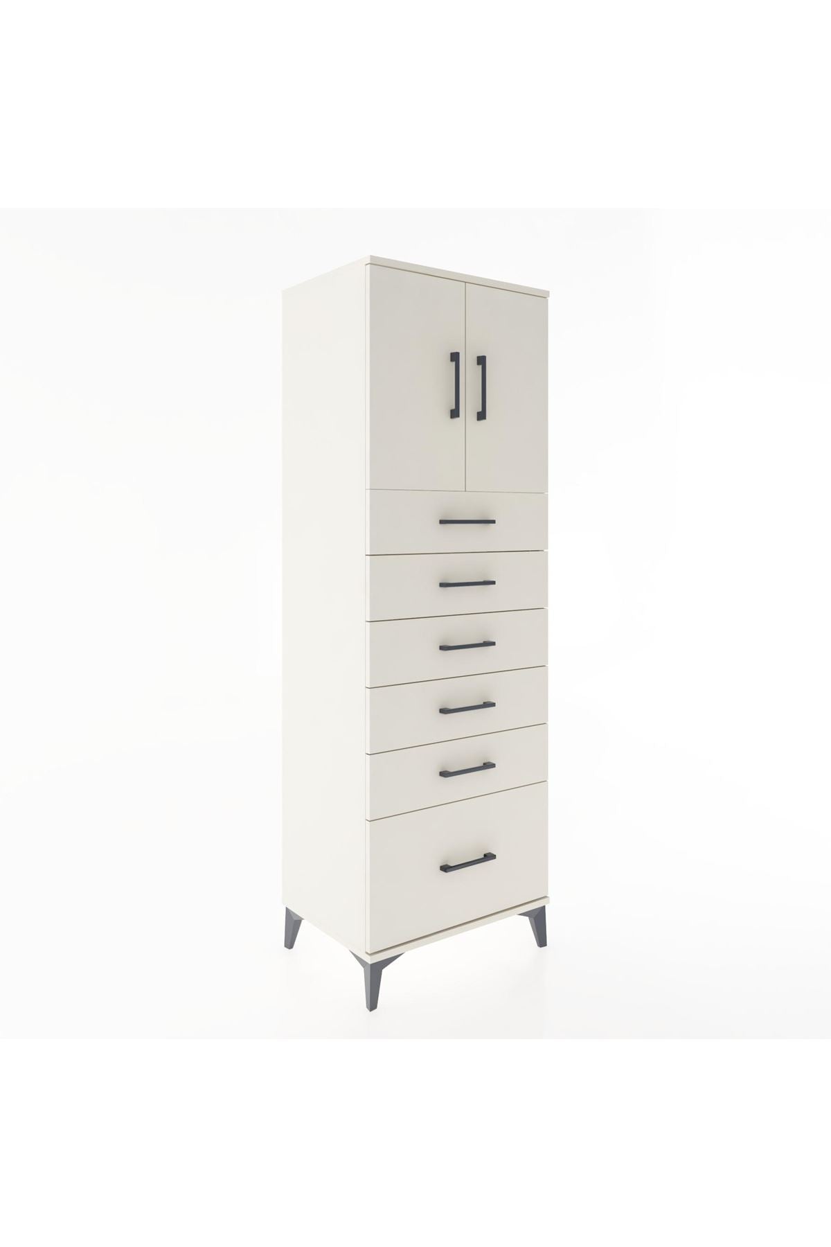 Hyperion Dolap Tek Raflı 6 Çekmeceli 2 Kapaklı 60x44x182 - S56M011V1B