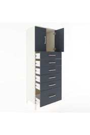 Hyperion Dolap Tek Raflı 6 Çekmeceli 2 Kapaklı 60x44x182 - S56M011V2B