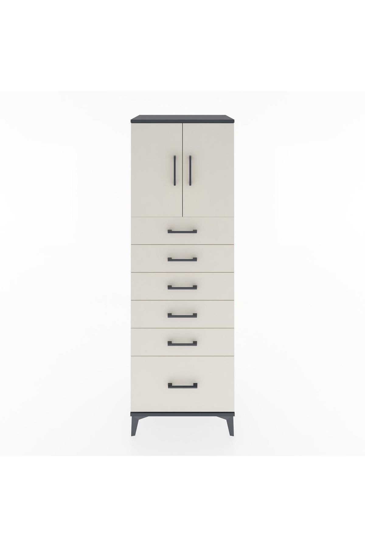 Hyperion Dolap Tek Raflı 6 Çekmeceli 2 Kapaklı 60x44x182 - S56M011V4B