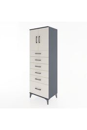 Hyperion Dolap Tek Raflı 6 Çekmeceli 2 Kapaklı 60x44x182 - S56M011V4B