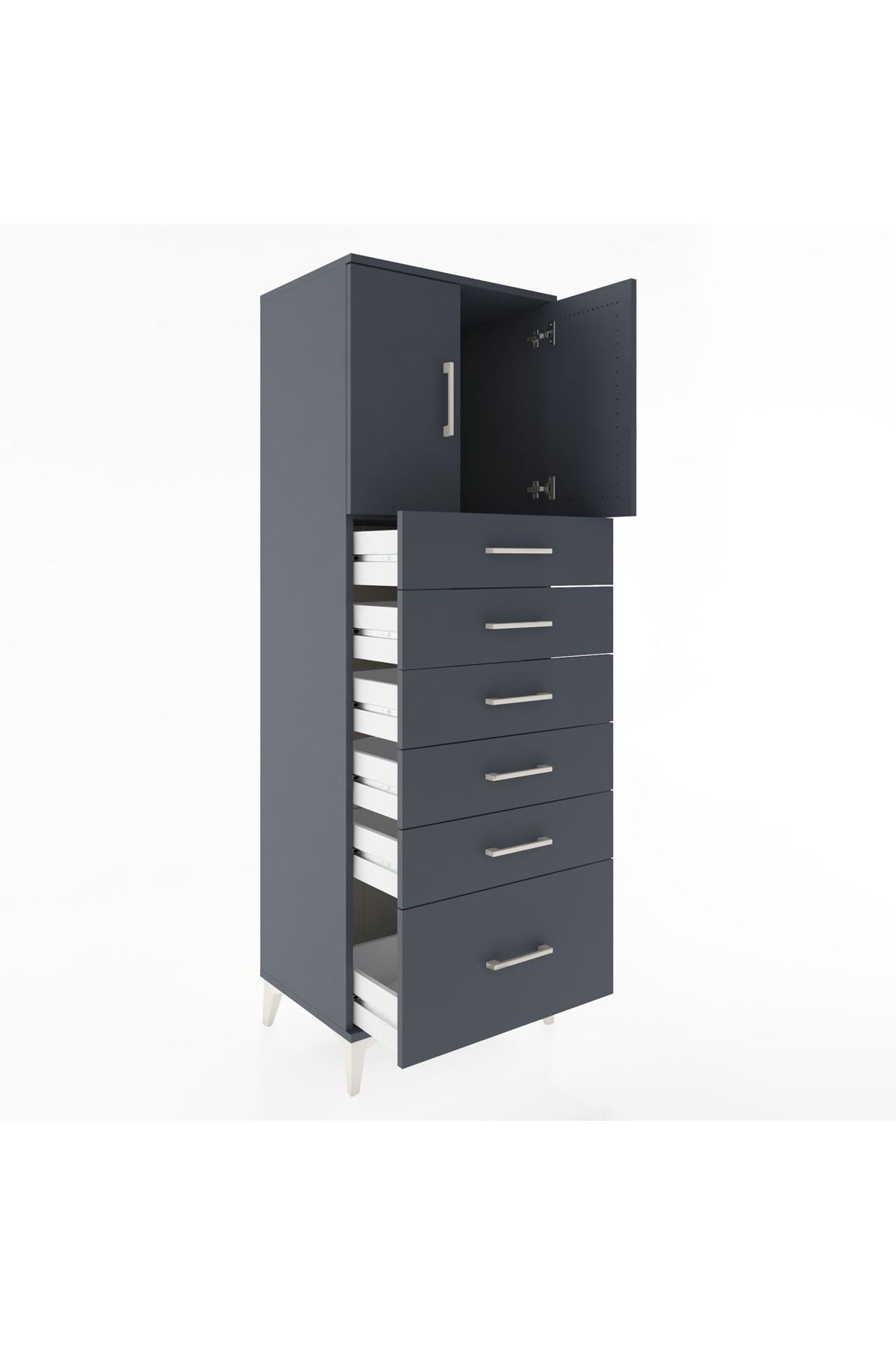 Hyperion Dolap Tek Raflı 6 Çekmeceli 2 Kapaklı 60x44x182 - S56M011V5B