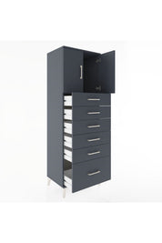 Hyperion Dolap Tek Raflı 6 Çekmeceli 2 Kapaklı 60x44x182 - S56M011V5B