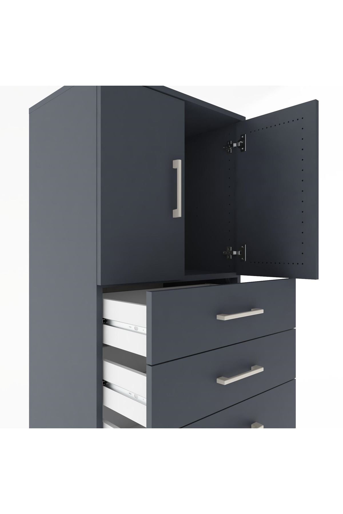 Hyperion Dolap Tek Raflı 6 Çekmeceli 2 Kapaklı 60x44x182 - S56M011V5B