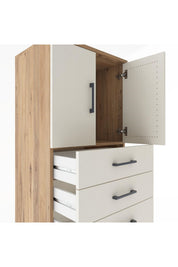 Hyperion Dolap Tek Raflı 6 Çekmeceli 2 Kapaklı 60x44x182 - S56M011V7B