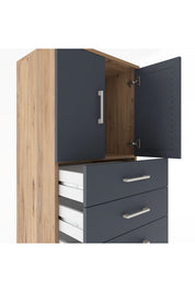 Hyperion Dolap Tek Raflı 6 Çekmeceli 2 Kapaklı 60x44x182 - S56M011V8B