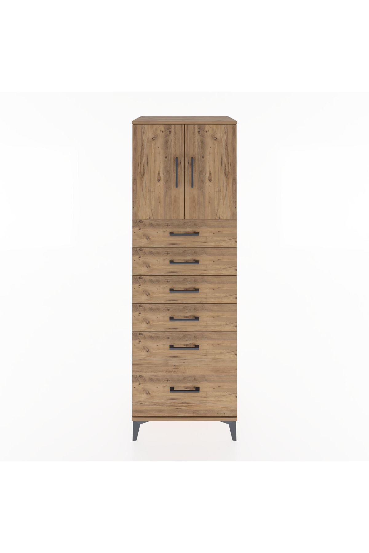 Hyperion Dolap Tek Raflı 6 Çekmeceli 2 Kapaklı 60x44x182 - S56M011V9B