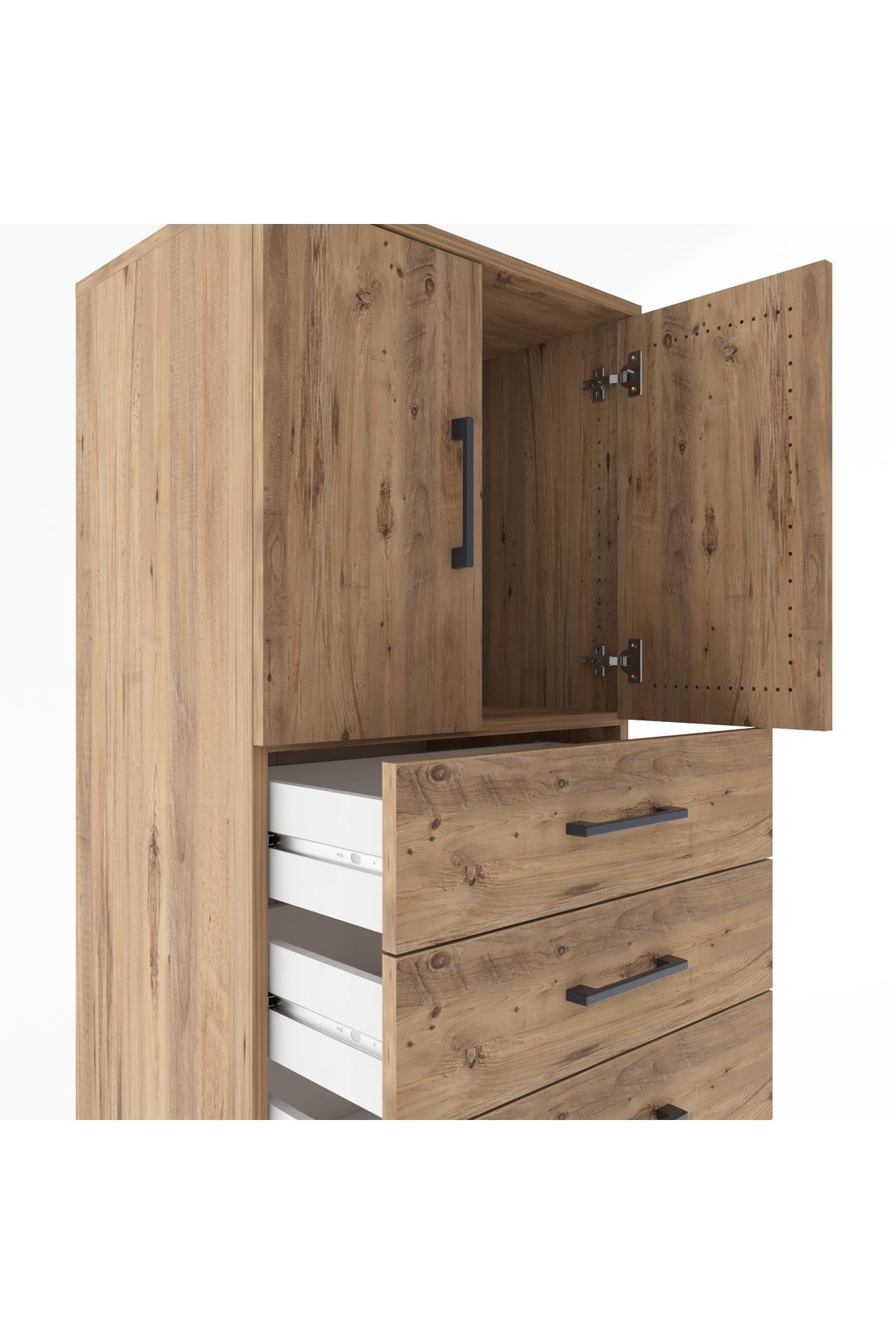 Hyperion Dolap Tek Raflı 6 Çekmeceli 2 Kapaklı 60x44x182 - S56M011V9B
