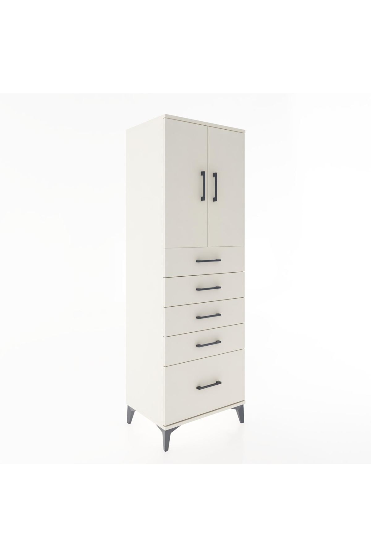 Hyperion Dolap Tek Raflı 5 Çekmeceli 2 Kapaklı 60x44x182 - S56M012V1B