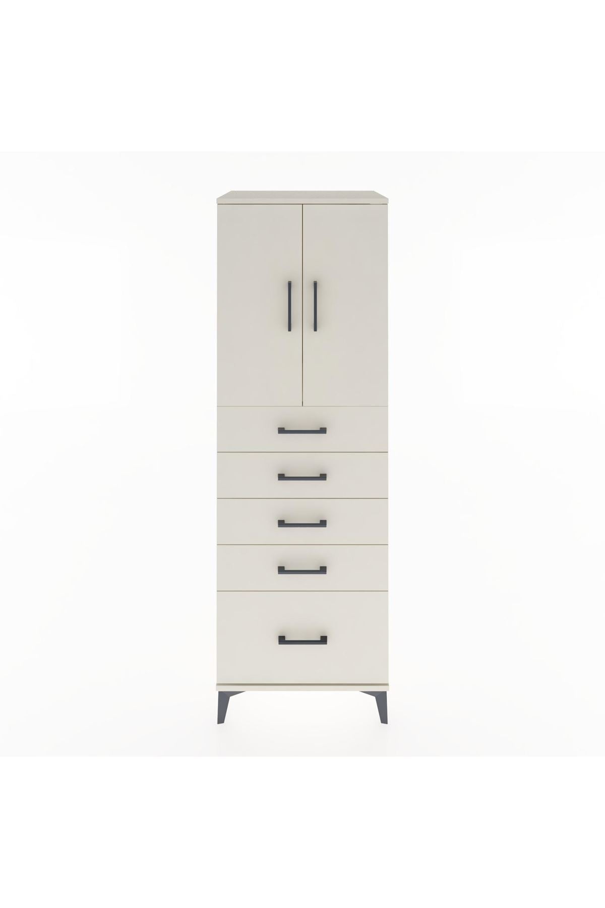 Hyperion Dolap Tek Raflı 5 Çekmeceli 2 Kapaklı 60x44x182 - S56M012V1B
