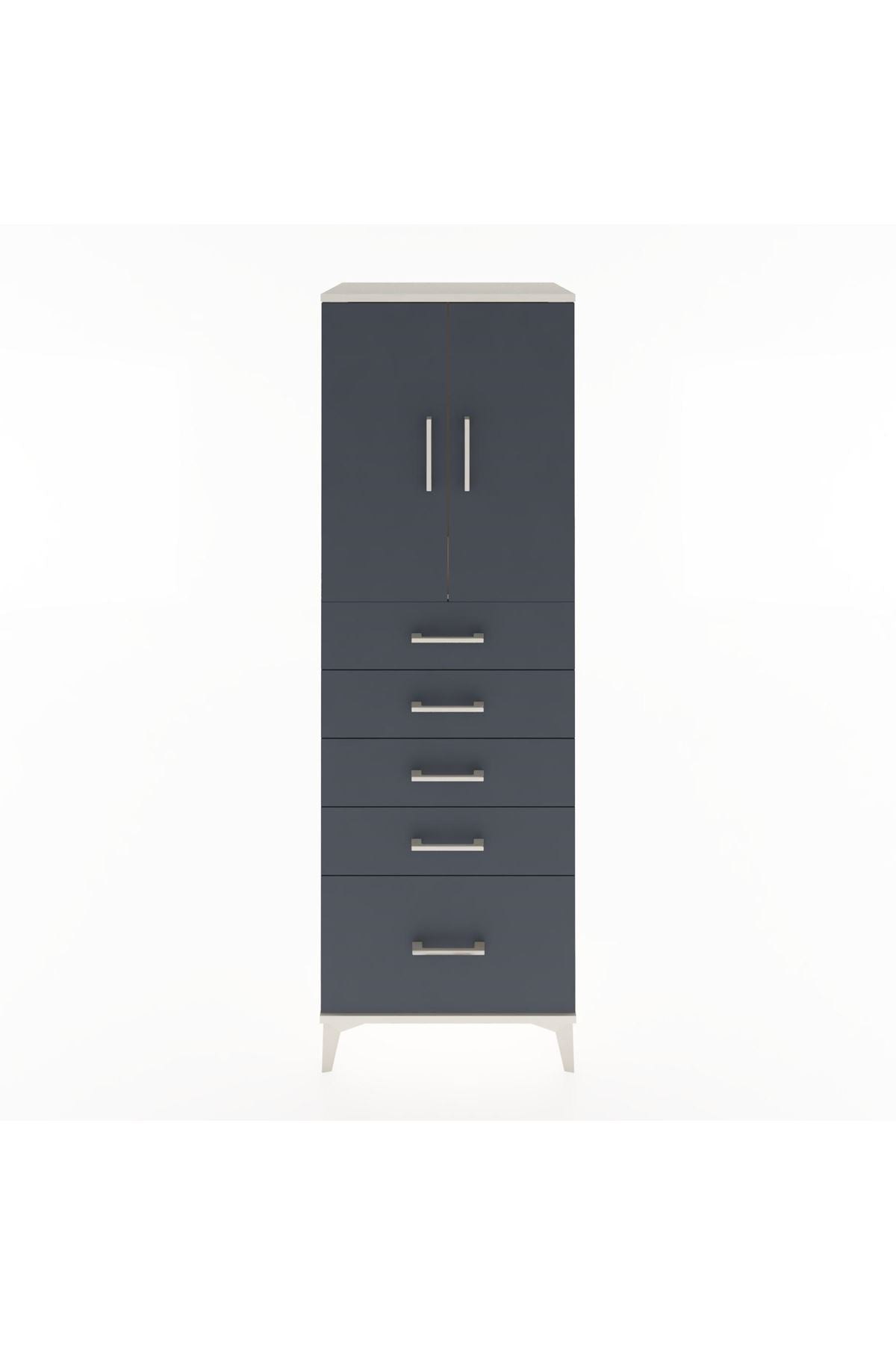 Hyperion Dolap Tek Raflı 5 Çekmeceli 2 Kapaklı 60x44x182 - S56M012V2B