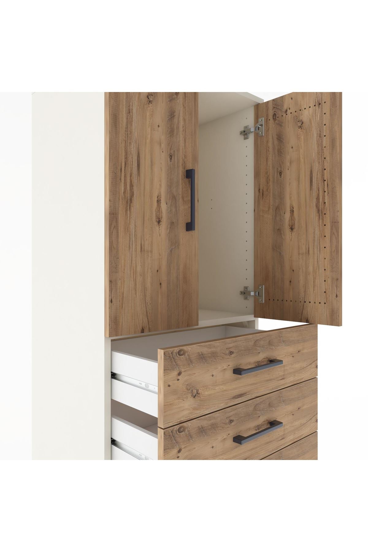 Hyperion Dolap Tek Raflı 5 Çekmeceli 2 Kapaklı 60x44x182 - S56M012V3B