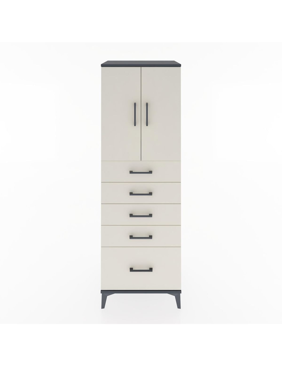 Hyperion Dolap Tek Raflı 5 Çekmeceli 2 Kapaklı 60x44x182 - S56M012V4B