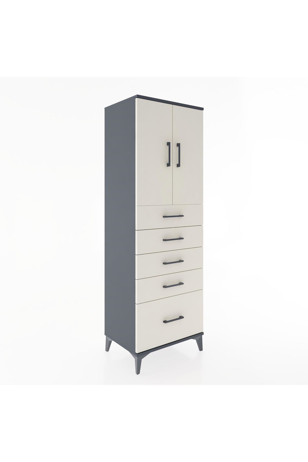 Hyperion Dolap Tek Raflı 5 Çekmeceli 2 Kapaklı 60x44x182 - S56M012V4B