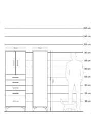 Hyperion Dolap Tek Raflı 5 Çekmeceli 2 Kapaklı 60x44x182 - S56M012V2B