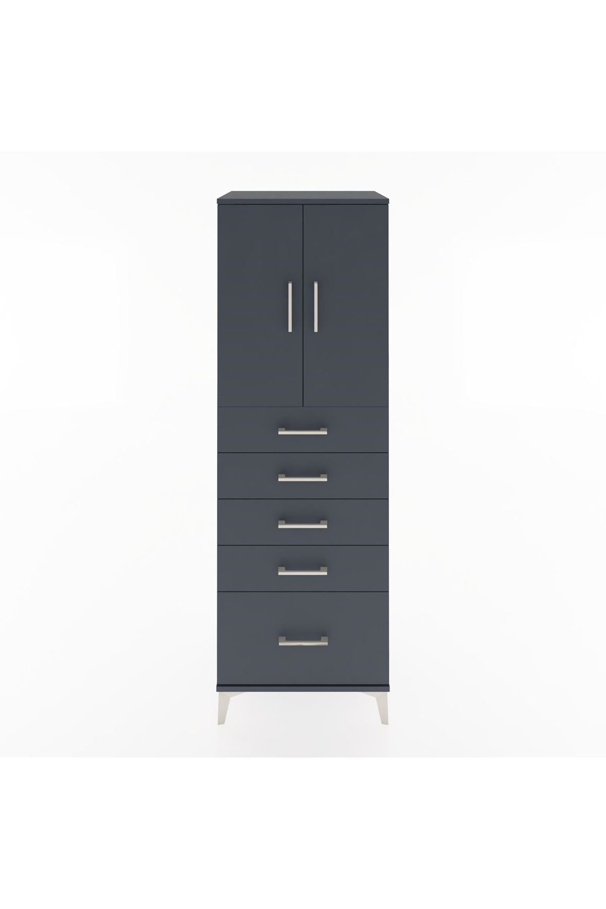 Hyperion Dolap Tek Raflı 5 Çekmeceli 2 Kapaklı 60x44x182 - S56M012V5B