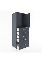 Hyperion Dolap Tek Raflı 5 Çekmeceli 2 Kapaklı 60x44x182 - S56M012V5B