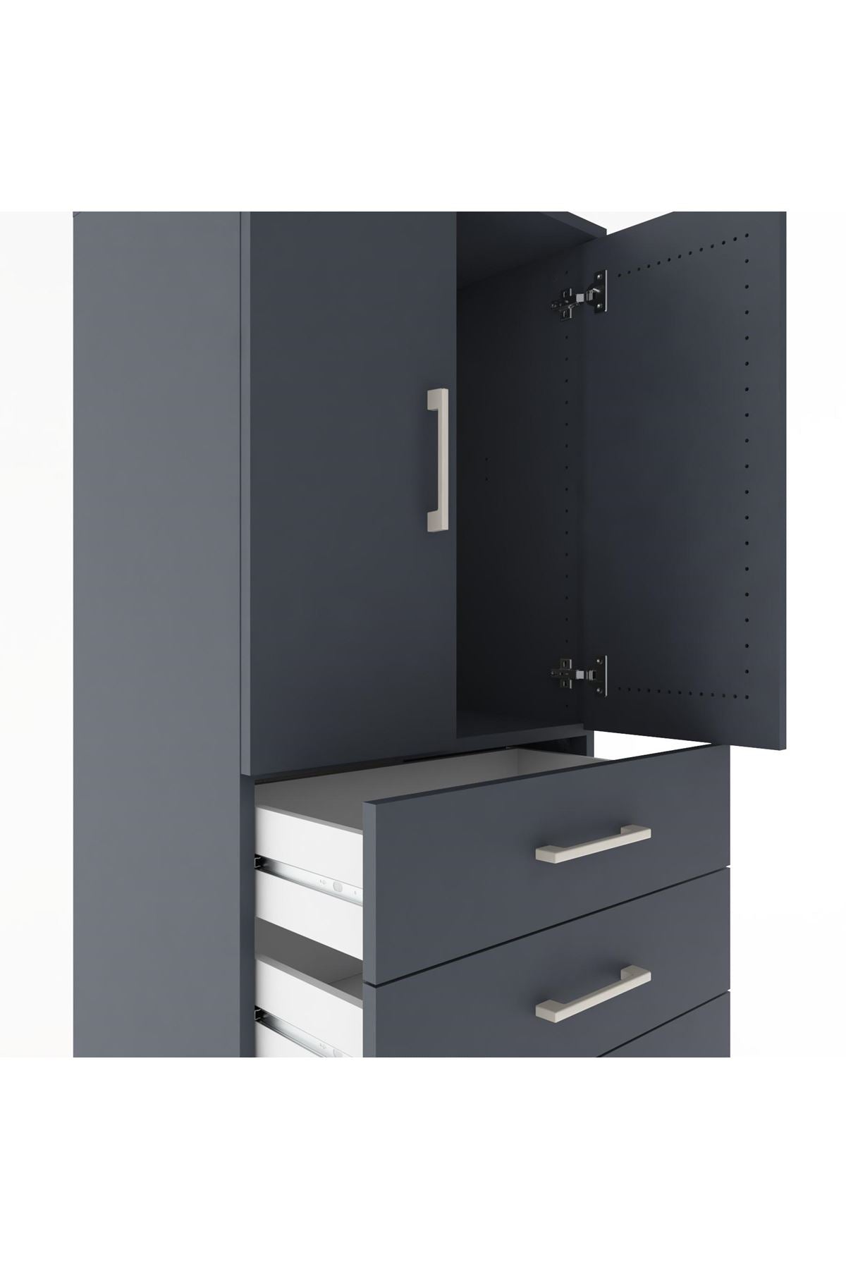 Hyperion Dolap Tek Raflı 5 Çekmeceli 2 Kapaklı 60x44x182 - S56M012V5B