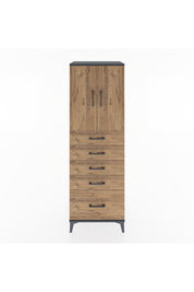 Hyperion Dolap Tek Raflı 5 Çekmeceli 2 Kapaklı 60x44x182 - S56M012V6B