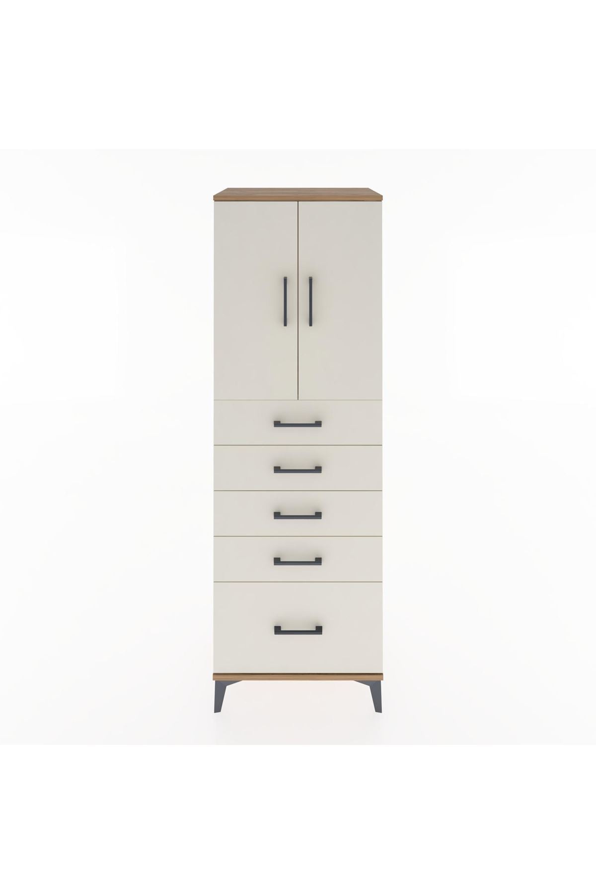 Hyperion Dolap Tek Raflı 5 Çekmeceli 2 Kapaklı 60x44x182 - S56M012V7B