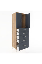Hyperion Dolap Tek Raflı 5 Çekmeceli 2 Kapaklı 60x44x182 - S56M012V8B