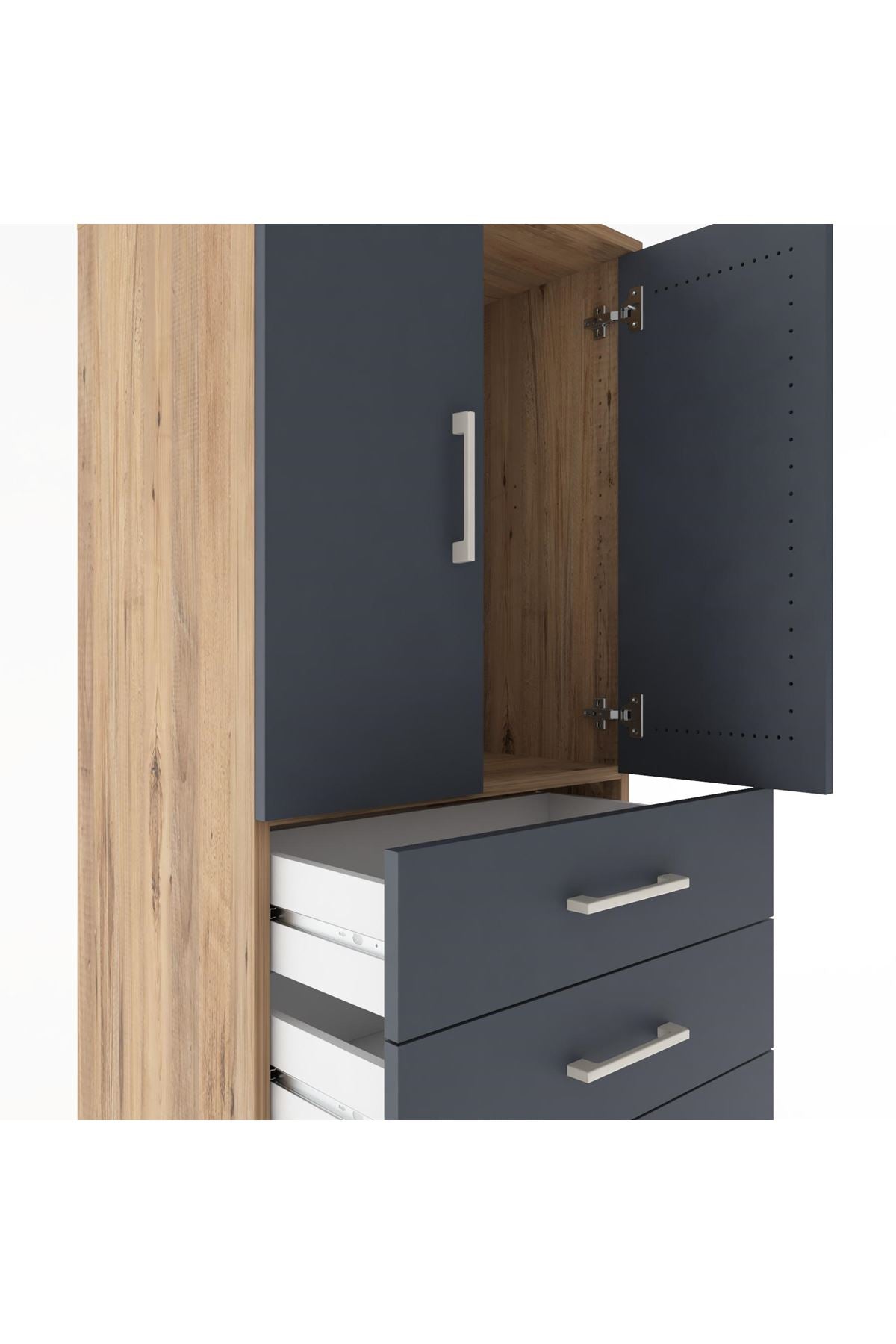 Hyperion Dolap Tek Raflı 5 Çekmeceli 2 Kapaklı 60x44x182 - S56M012V8B