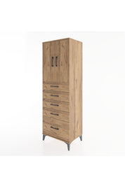Hyperion Dolap Tek Raflı 5 Çekmeceli 2 Kapaklı 60x44x182 - S56M012V9B