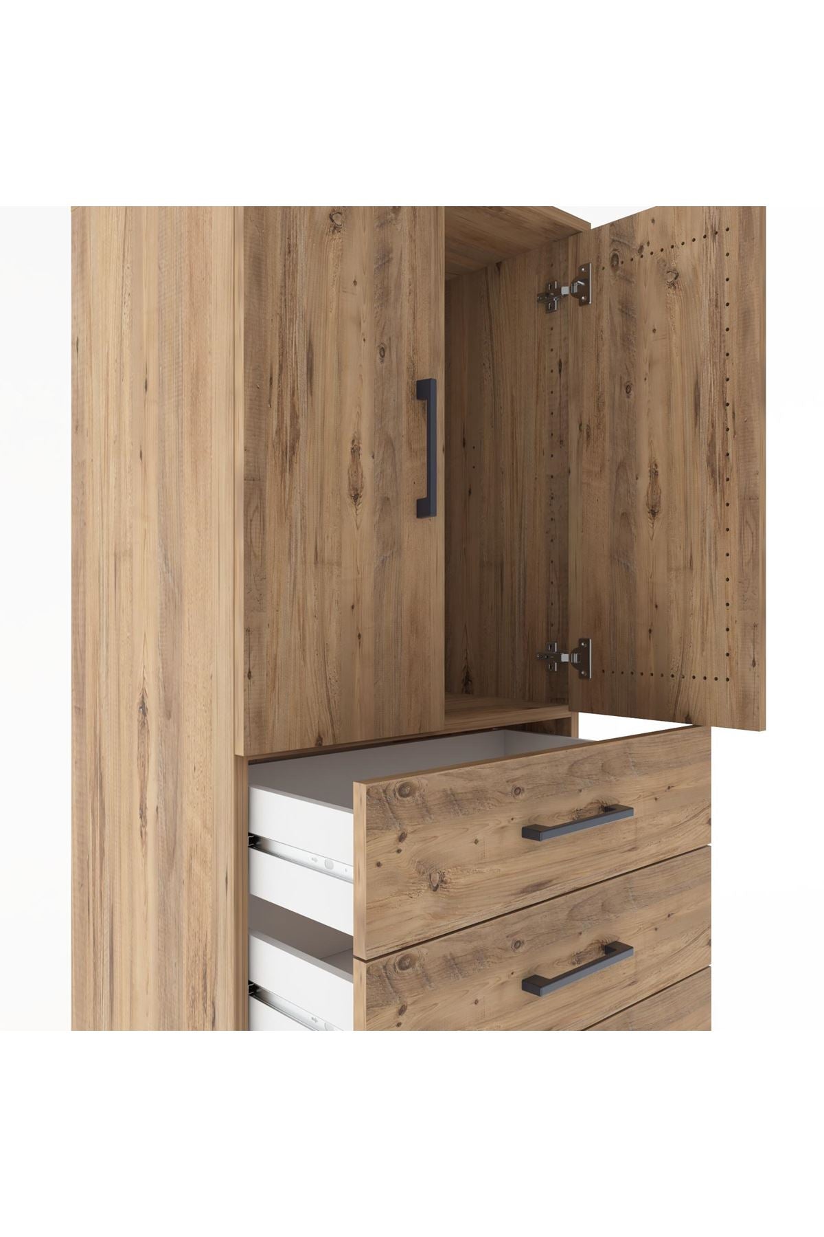 Hyperion Dolap Tek Raflı 5 Çekmeceli 2 Kapaklı 60x44x182 - S56M012V9B