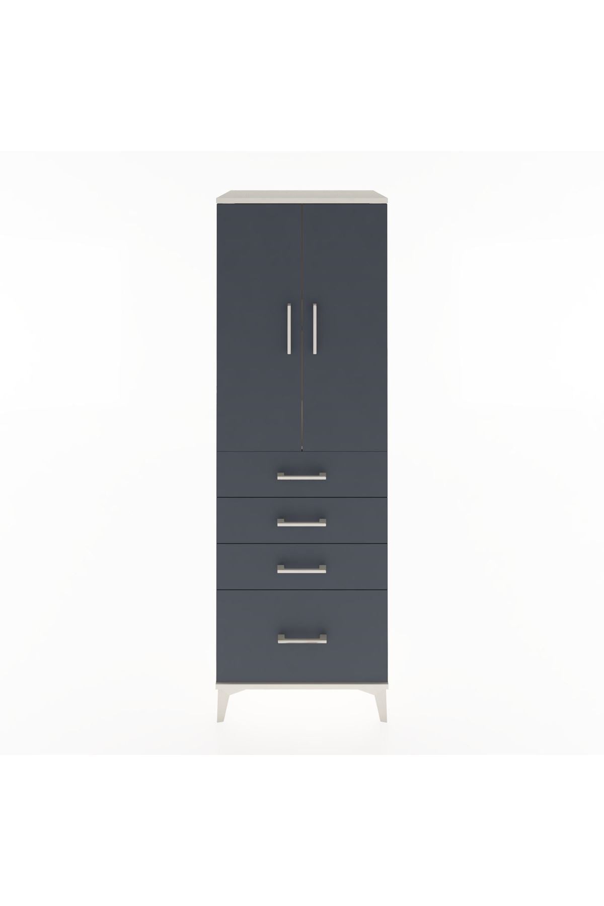 Hyperion Dolap 2 Raflı 4 Çekmeceli 2 Kapaklı 60x44x182 - S56M013V2B