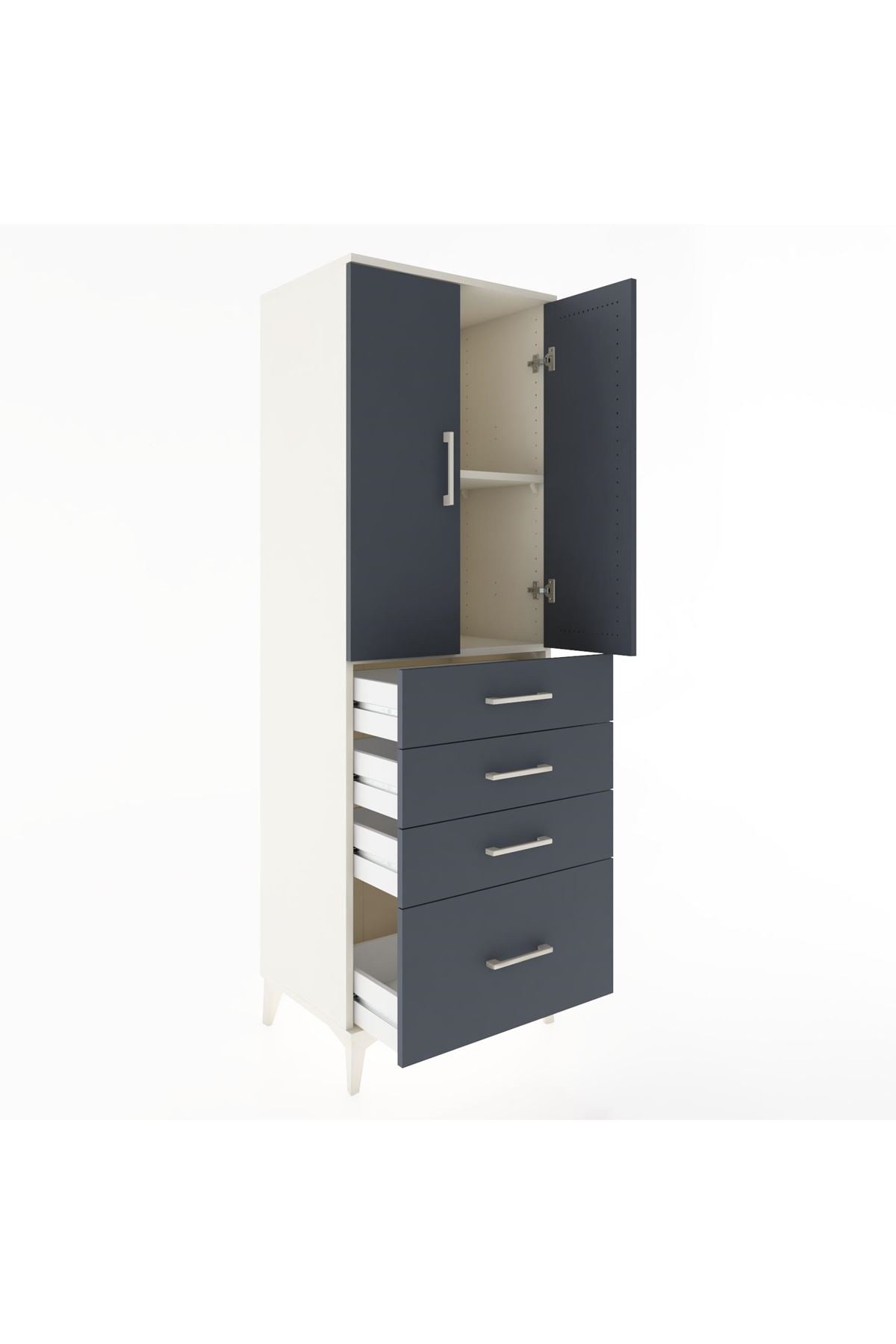 Hyperion Dolap 2 Raflı 4 Çekmeceli 2 Kapaklı 60x44x182 - S56M013V2B