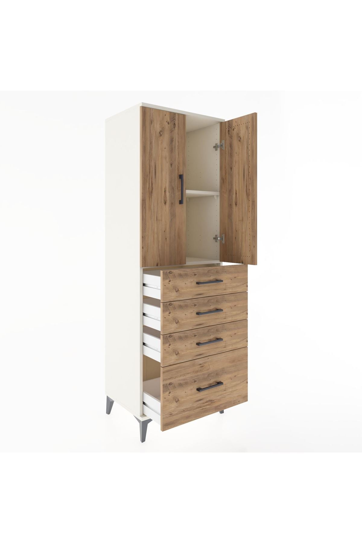 Hyperion Dolap 2 Raflı 4 Çekmeceli 2 Kapaklı 60x44x182 - S56M013V3B