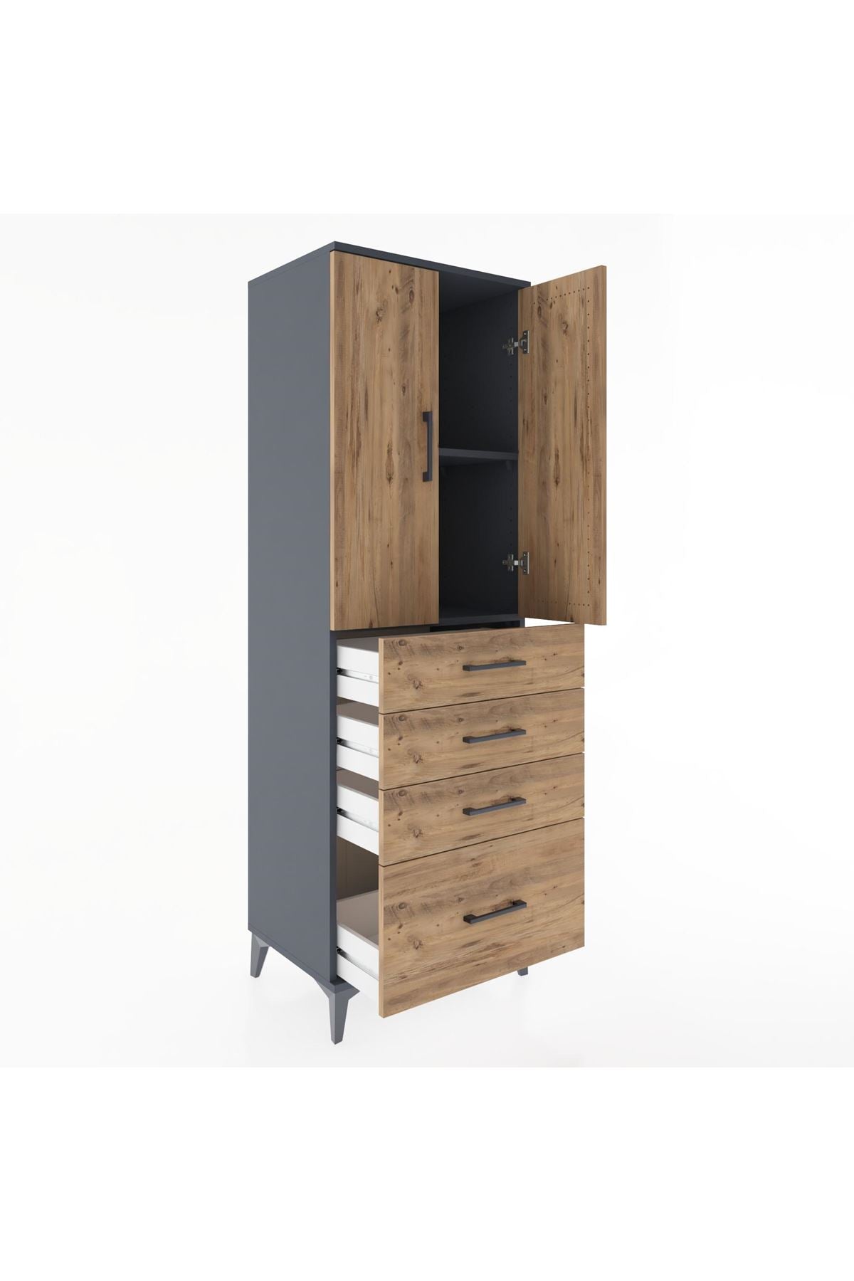 Hyperion Dolap 2 Raflı 4 Çekmeceli 2 Kapaklı 60x44x182 - S56M013V6B