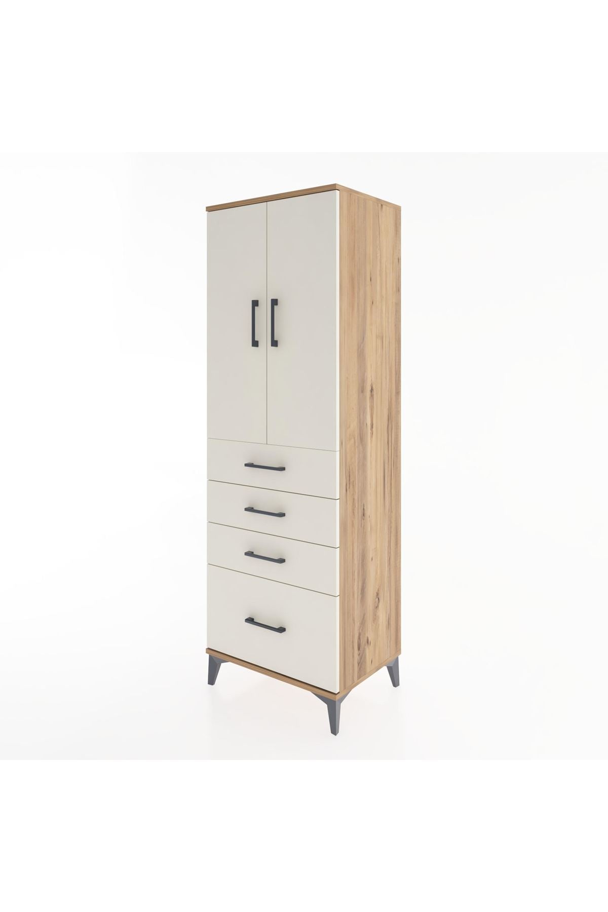 Hyperion Dolap 2 Raflı 4 Çekmeceli 2 Kapaklı 60x44x182 - S56M013V7B