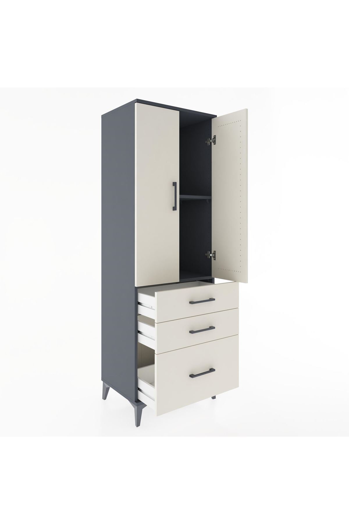 Hyperion Dolap 2 Raflı 3 Çekmeceli 2 Kapaklı 60x44x182 - S56M014V4B
