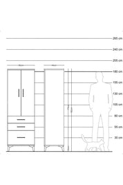 Hyperion Dolap 2 Raflı 3 Çekmeceli 2 Kapaklı 60x44x182 - S56M014V4B