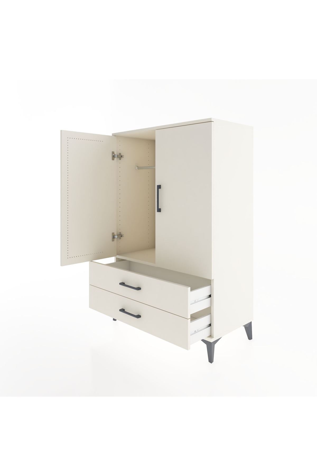 Hyperion Dolap Tek Raflı 2 Çekmeceli Tek Askılı 88x44x134 - S51M115V1B