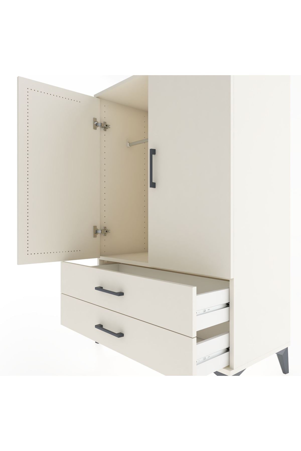 Hyperion Dolap Tek Raflı 2 Çekmeceli Tek Askılı 88x44x134 - S51M115V1B