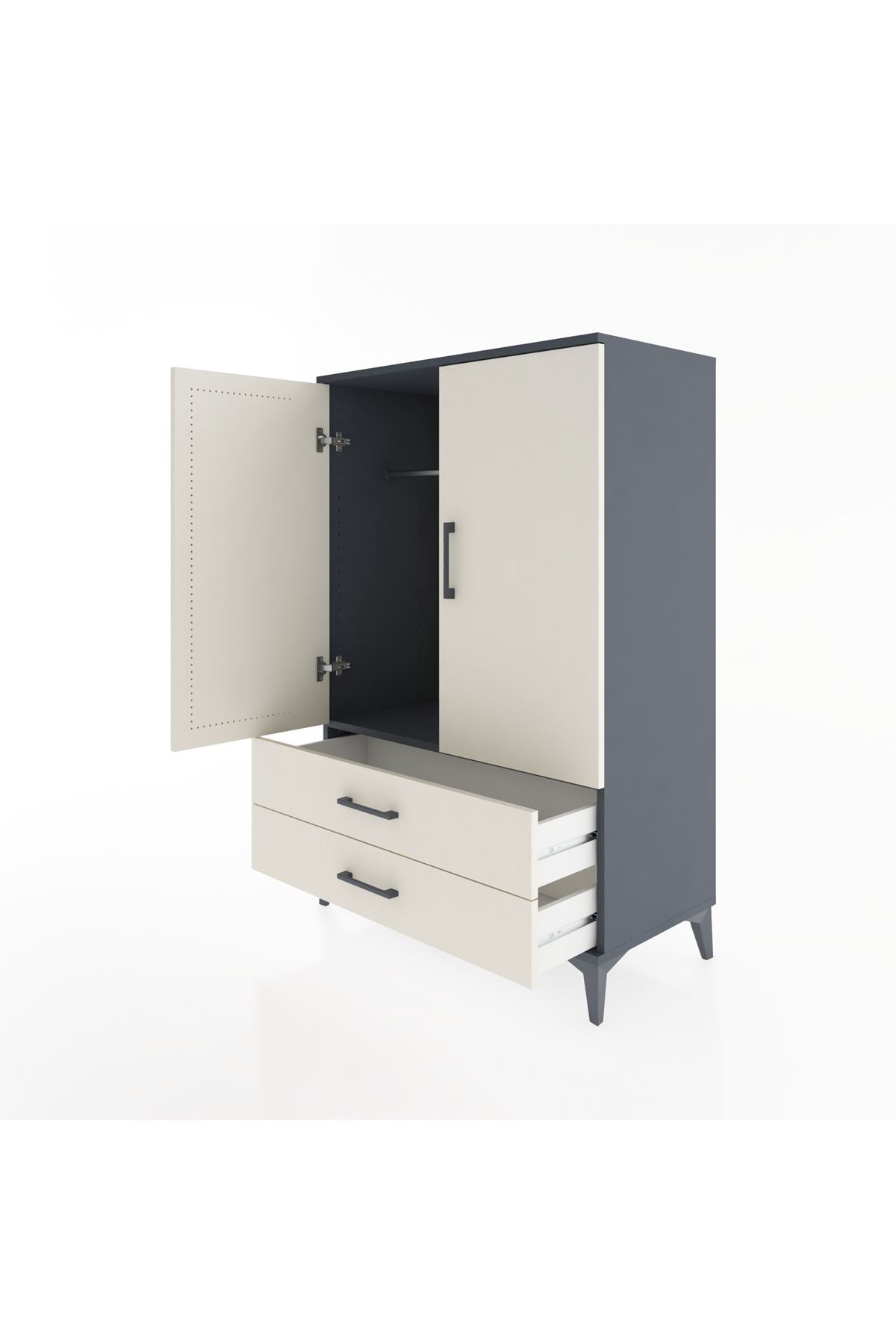 Hyperion Dolap Tek Raflı 2 Çekmeceli Tek Askılı 88x44x134 - S51M115V4B