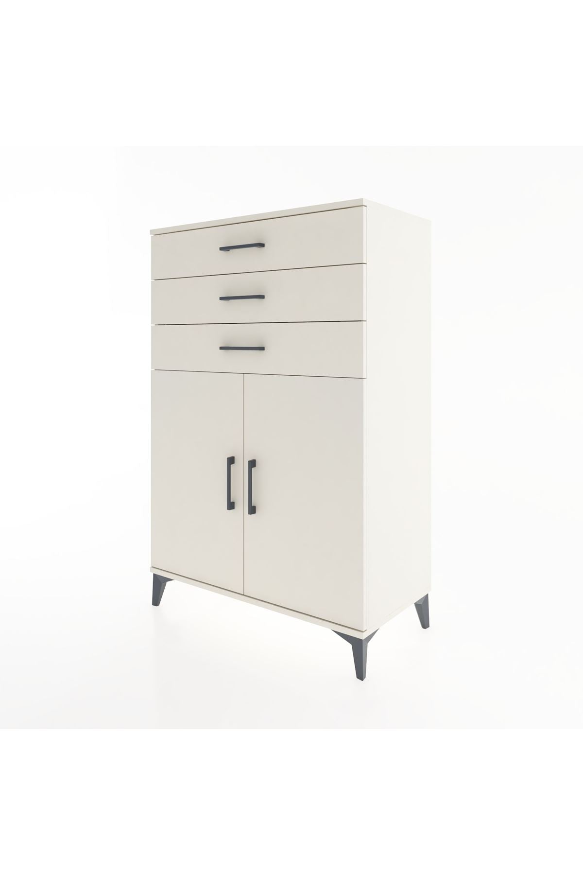 Hyperion Dolap Tek Raflı 3 Çekmeceli 2 Kapaklı 88x44x134 - S51M120V1B