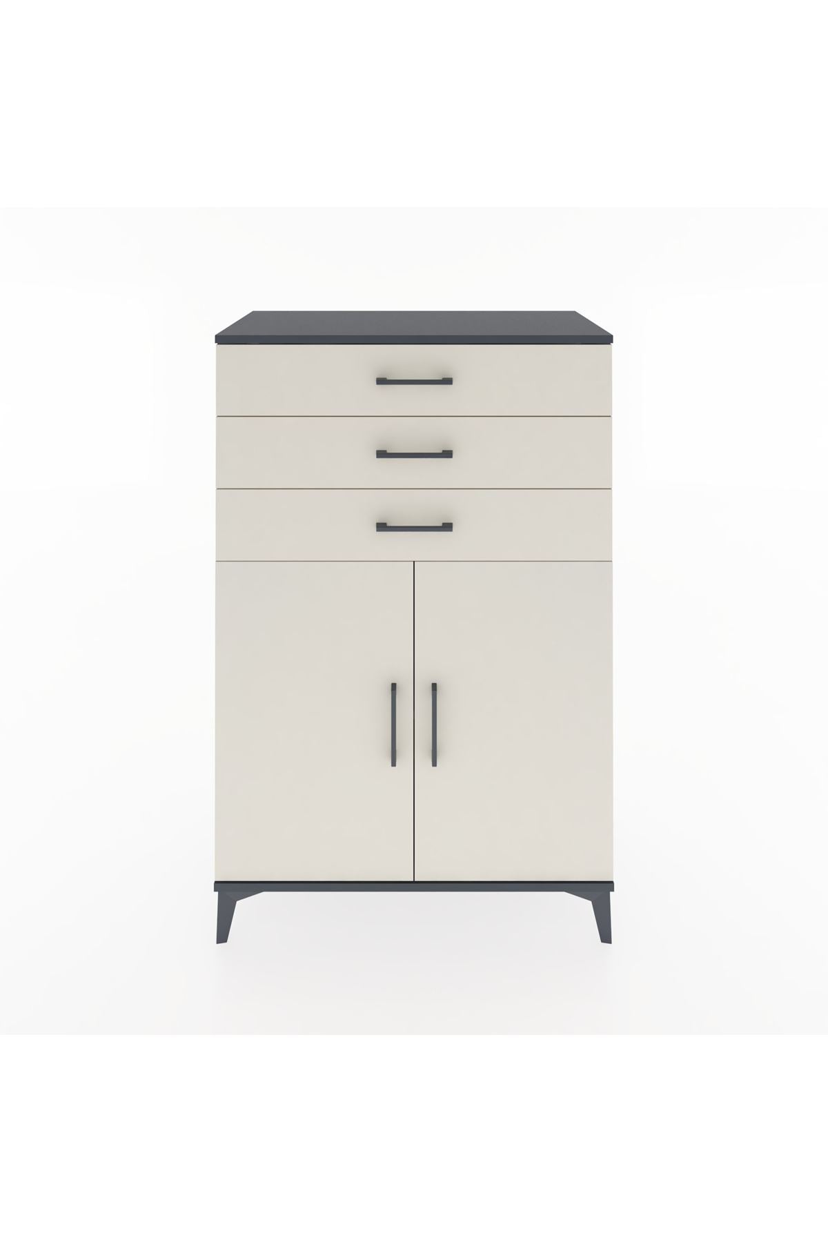 Hyperion Dolap Tek Raflı 3 Çekmeceli 2 Kapaklı 88x44x134 - S51M120V4B