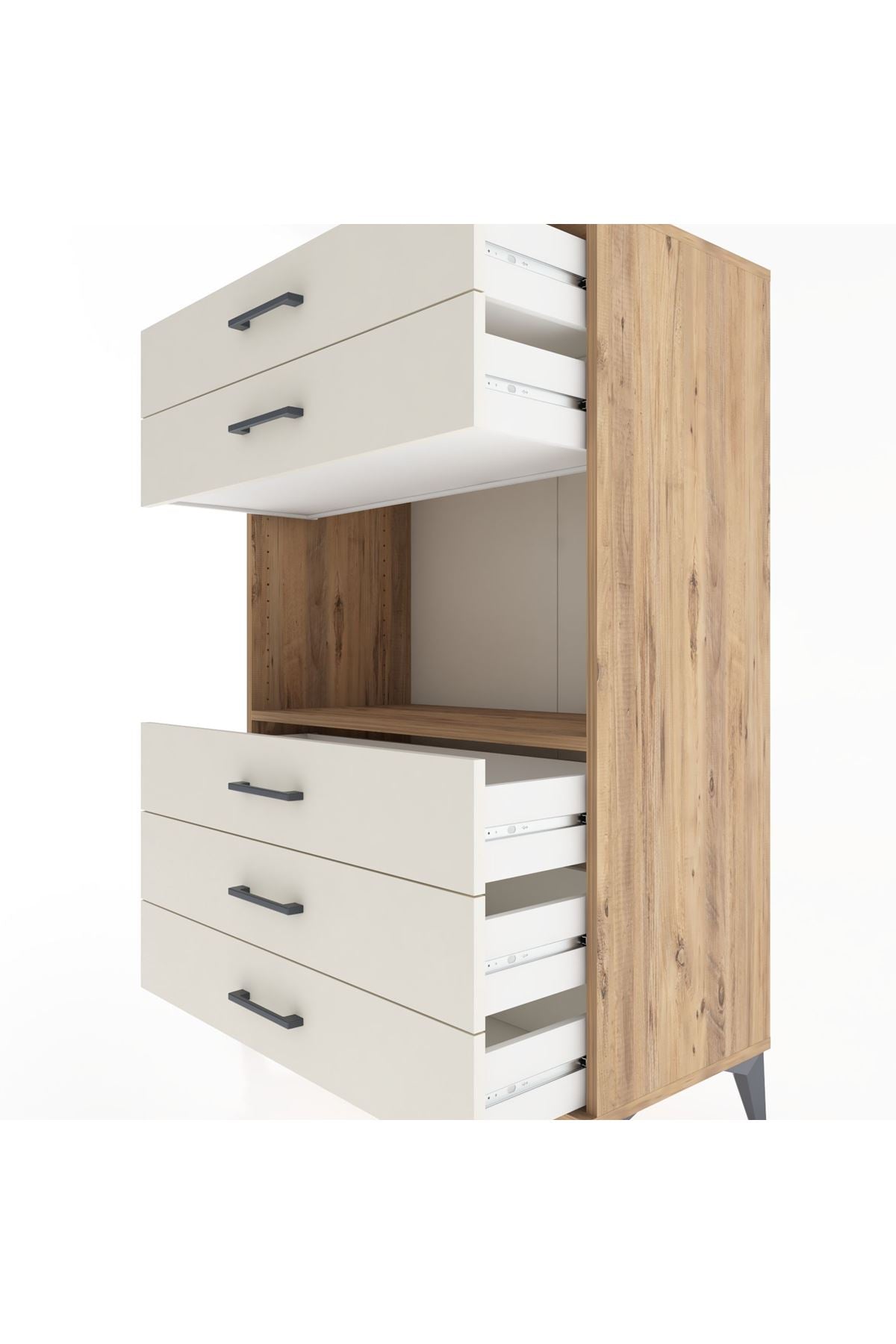 Hyperion Dolap Tek Raflı 5 Çekmeceli 88x44x134 - S51M126V7B