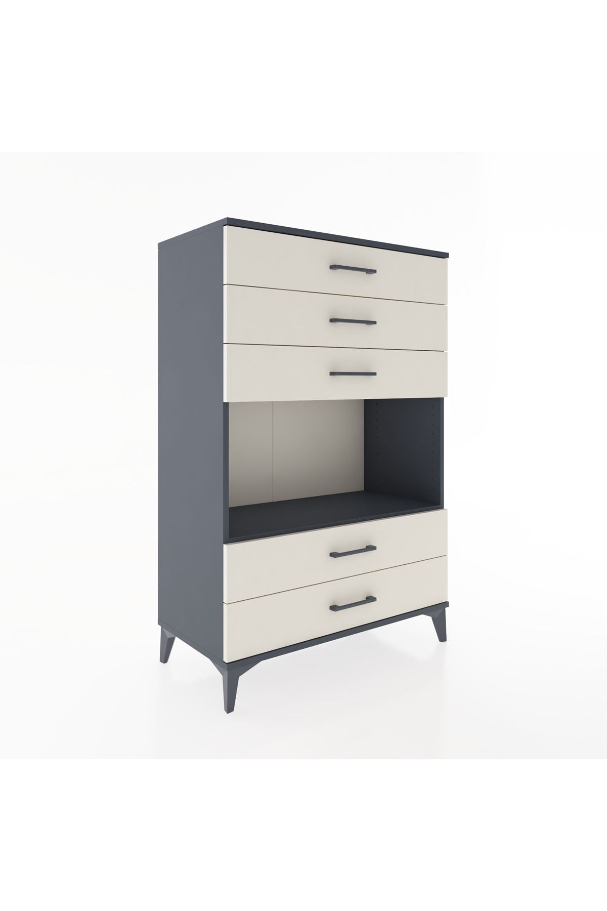 Hyperion Dolap Tek Raflı 5 Çekmeceli 88x44x134 - S51M127V4B
