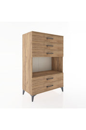 Hyperion Dolap Tek Raflı 5 Çekmeceli 88x44x134 - S51M127V9B