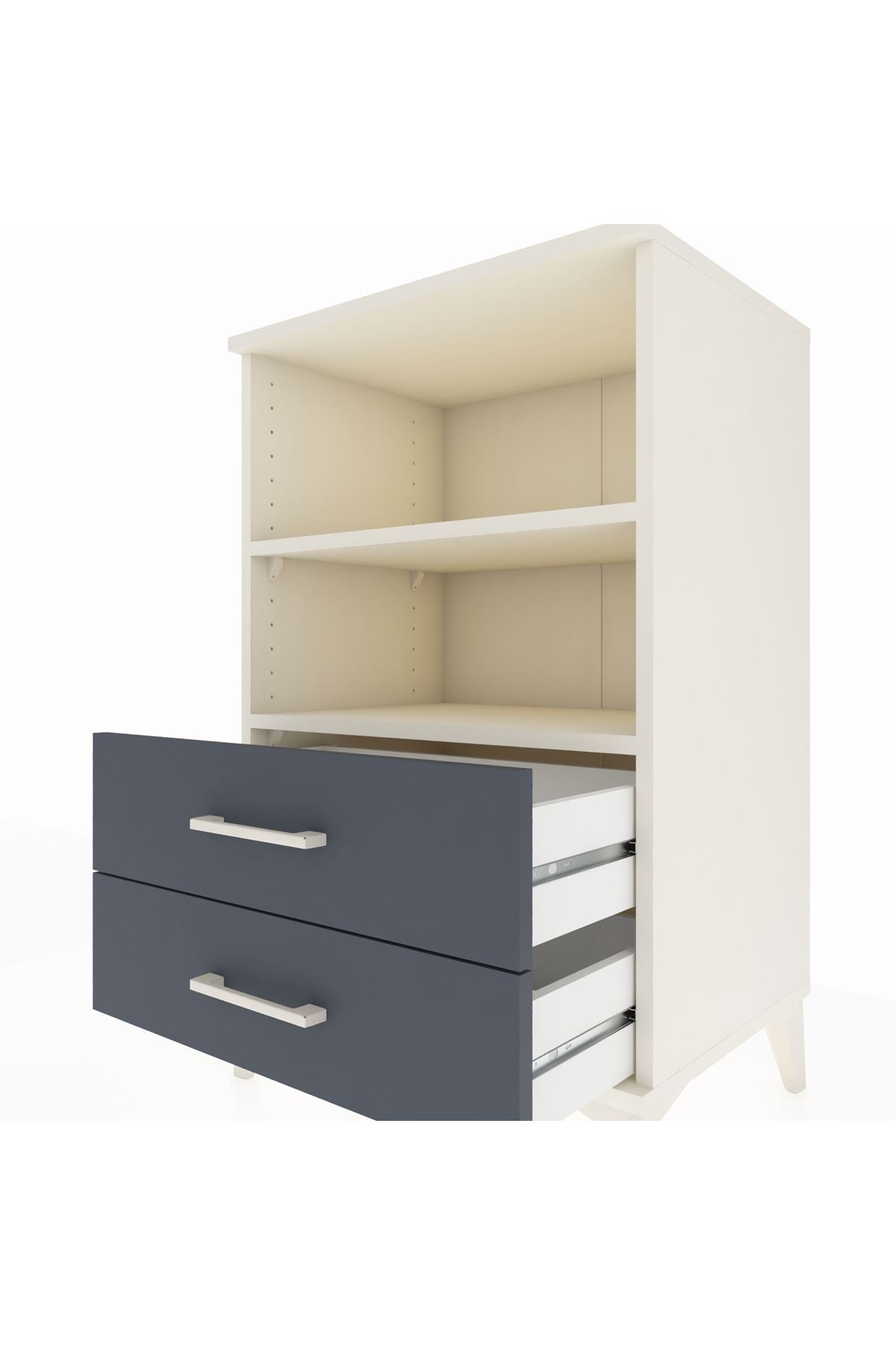 Hyperion Komodin 2 Raflı 2 Çekmeceli 60x44x96 - S47M004V2B